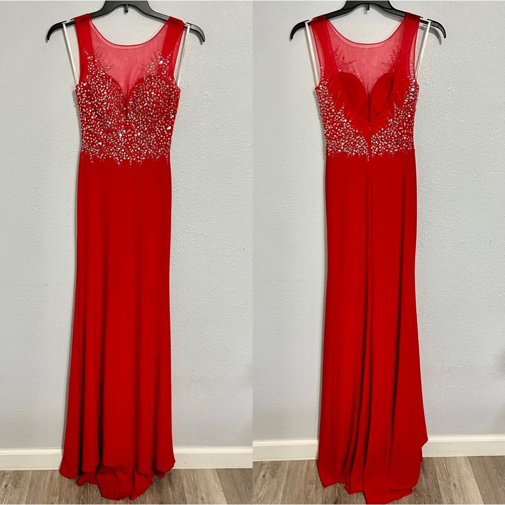 Dancing Queen Cherry Red Sequin Maxi Dress Size XS